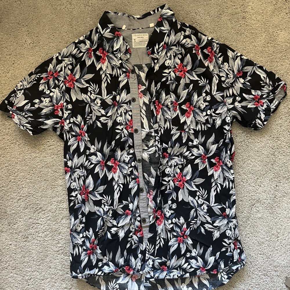 Black Floral Button-Up Shirt
